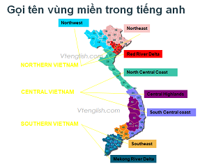 Vùng Miền, Tiếng Anh, bản đồ 7 vùng du lịch Việt Nam: Các vùng du lịch Việt Nam đã được phân chia và mới được cập nhật trên bản đồ 7 vùng đồng thời cải thiện chất lượng bằng việc bổ sung thông tin tiếng Anh, hỗ trợ du khách quốc tế hiểu rõ hơn về đất nước và con người Việt Nam.